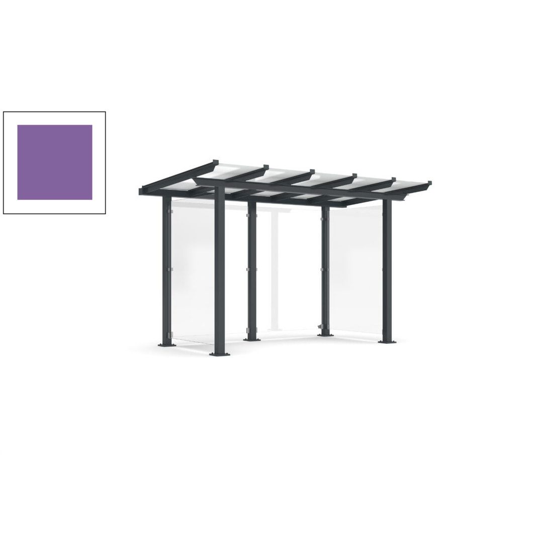 Unterstand mit Pultdach und Sicherheitsglas - feuerverzinkt und farbbeschichtet - 2.435 x 3.850 x 2.090 (HxBxT) - Farbe Achatgrau