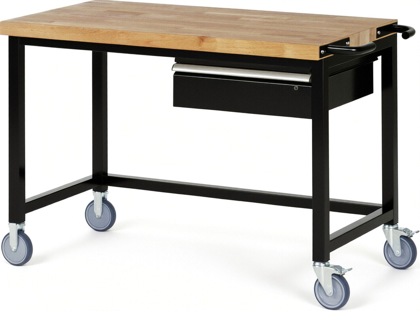 Mobile Werkbank mit 1 Schublade - 150:1 - höhenverstellbar 880-1.080 mm - 1.250 x 700 mm (BxT) - 450 kg - Buche - Anthrazitgrau