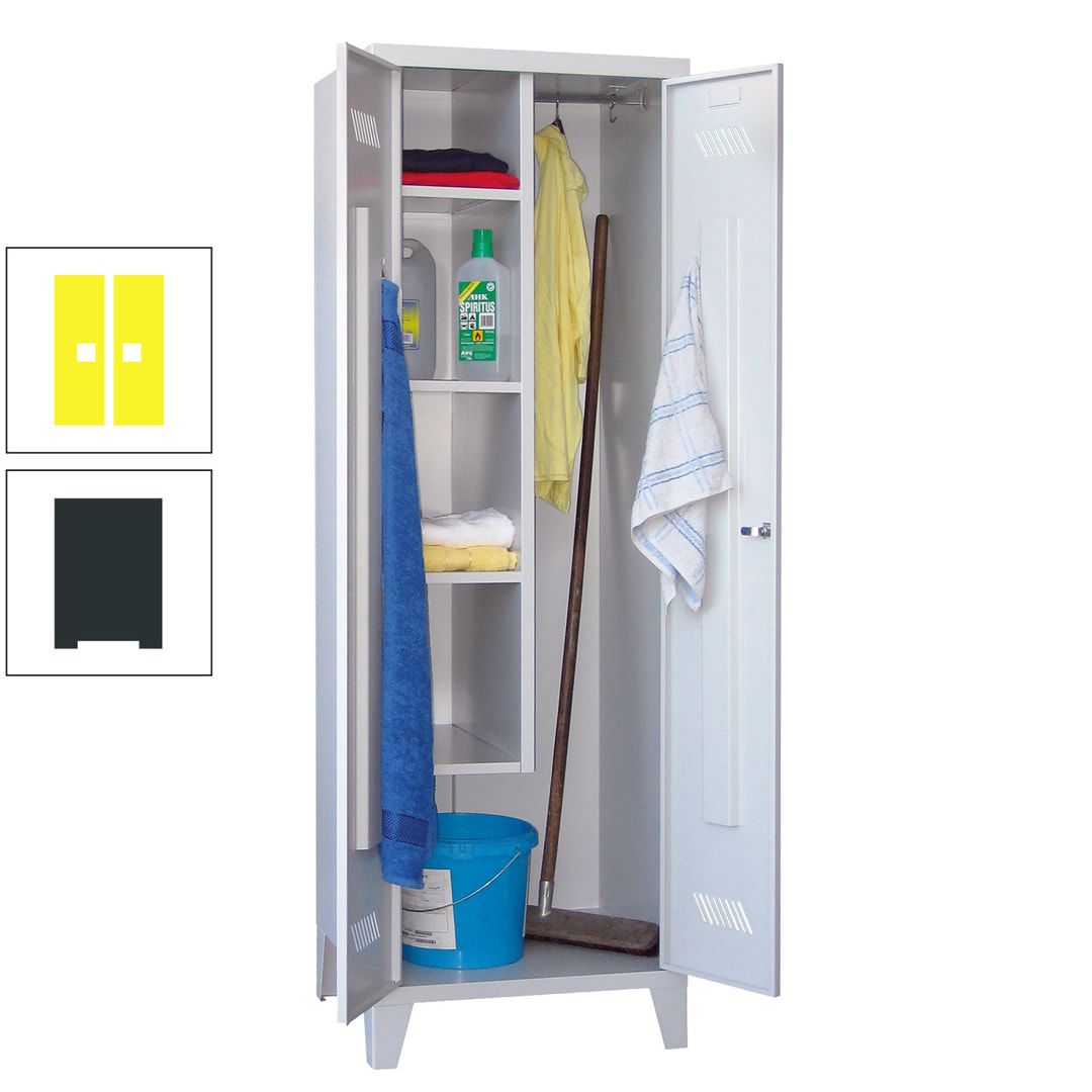 Putzschrank mit Füßen - 1 Abteil mit Trennwand - 1.850x600x500 mm (HxBxT) - Drehriegel - anthrazitgrau