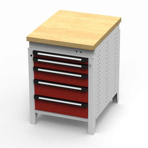 OTTOKIND Werkbank - Arbeitsplatte bündig - 850 x 605 x 750 mm (HxBxT) - 5 Schubladen - lichtgrau