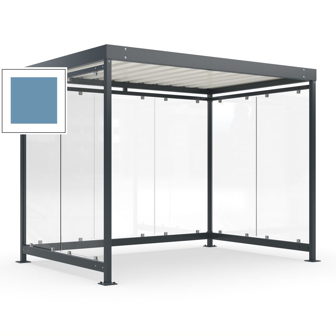 Raucherunterstand, Bausatz, Fahrgastunterstand, Bushaltestelle, 2.510 x 3.180 x 2.165 mm (HxBxT), 7 Wände, Achatgrau