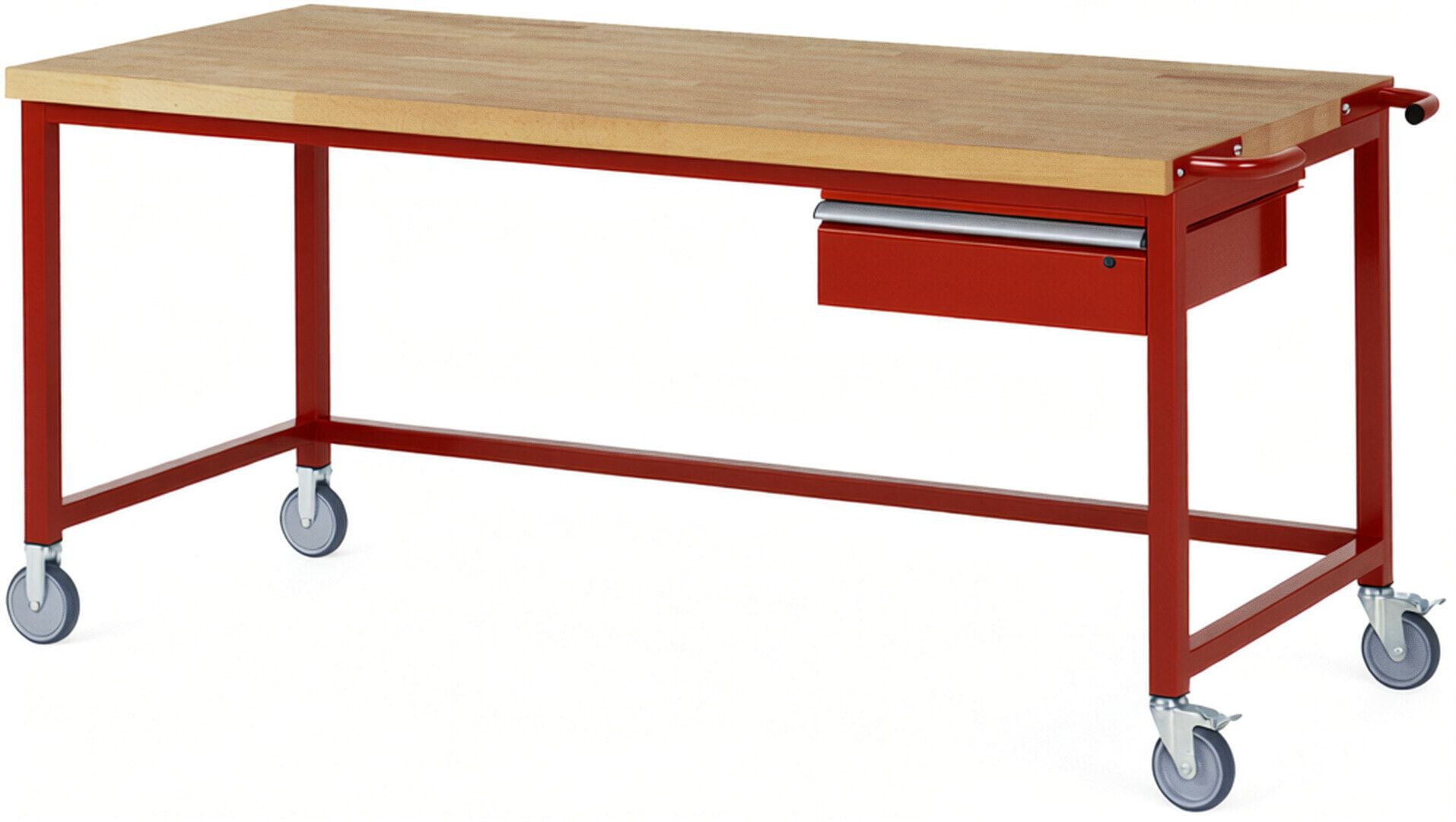 Mobile Werkbank mit 1 Schublade - 150:1 - höhenverstellbar 880-1.080 mm - 2.000 x 900 mm (BxT) - 450 kg - Buche - Anthrazitgrau