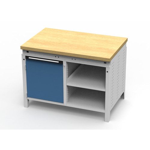 OTTOKIND Werkbank - bündige Arbeitsplatte - 850 x 1.150 x 750 mm (HxBxT) - Schrank - 2 Ablageböden - lichtgrau
