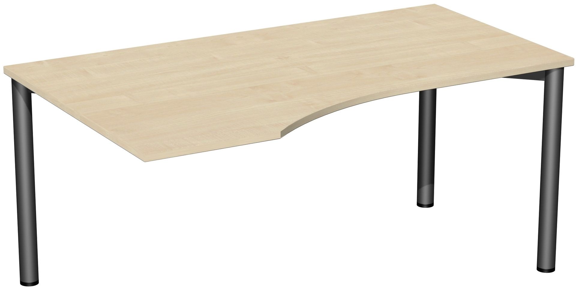 Eckschreibtisch - Ecke links - 4-Fuß Flex - 720 x 1.600 x 1.000 mm (HxBxT) - Gestell anthrazit - Ahorn