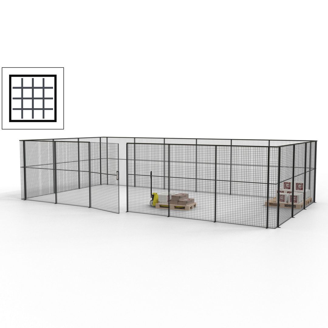 Maschinen Schutzgitter - Hallentrennwand - Sicherheitszaun - Tür - 27 m - 2.200 x 9.400 x 4.900 mm (HxBxT) - enzianblau