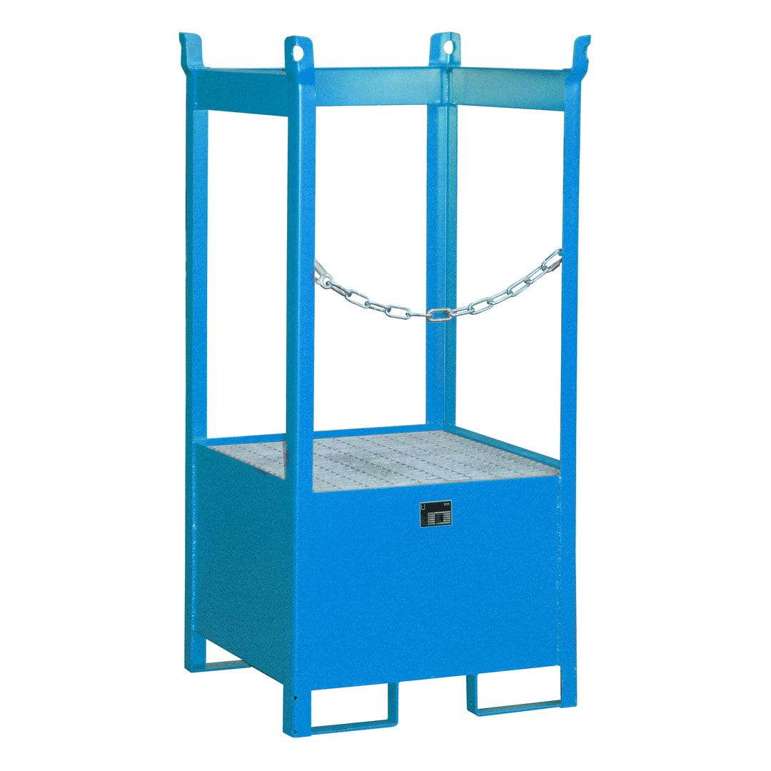 Fass-Stapelpalette - für 1 x 200-l-Fass - Volumen 210 l - 1.590 x 760 x 760 mm (HxBxT) - offene Seiten - feuerrot