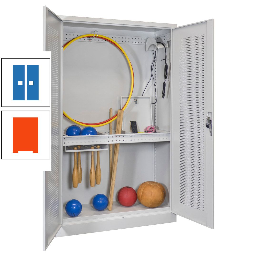 Sportschrank - Lochfeldtüren - Variante 1 - 1.950x1.200x500 mm (HxBxT) - anthrazitgrau