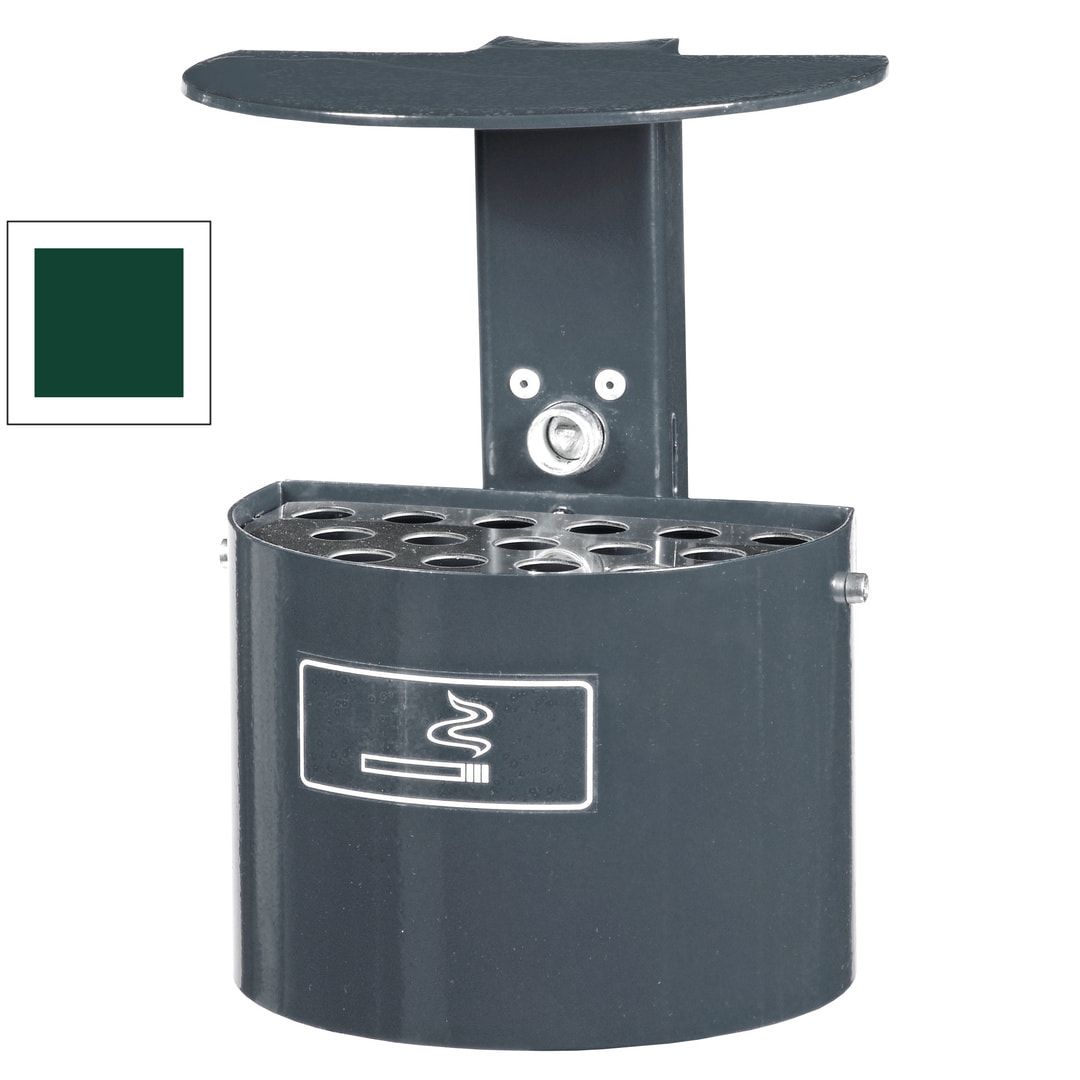 Halbrund-Ascher - 2 l - mit Haube - Wand- o. Pfostenmontage - Aschenbecher - anthrazitgrau