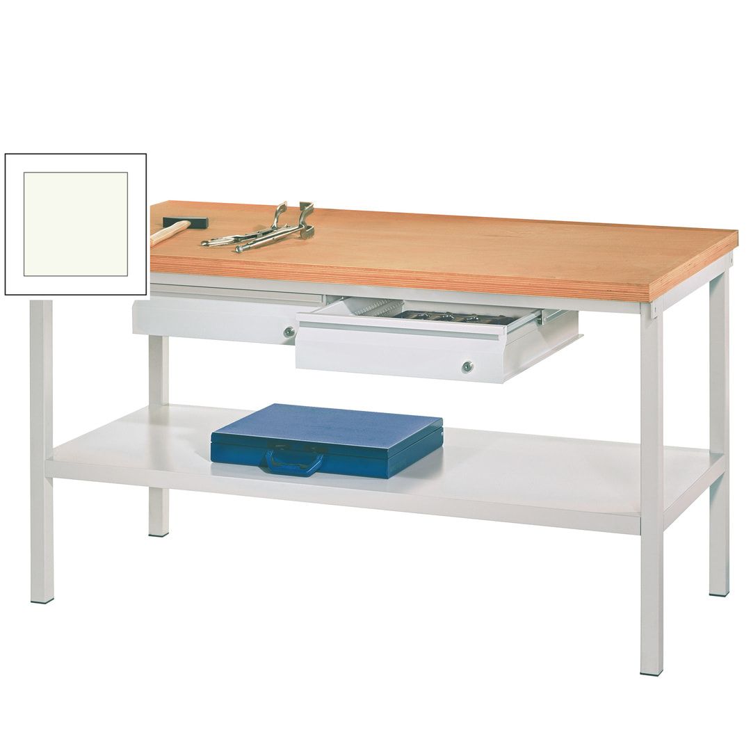 Werkbank mit Ablageboden - 2 Schubladen - 900 x 1.500 x 700 mm (HxBxT) - Traglast 1.050 kg - anthrazitgrau