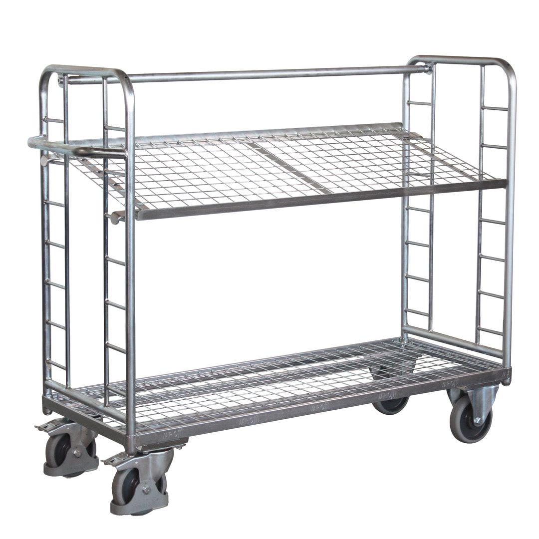 Etagenwagen mit 2 Gitterböden - Traglast 250 kg - 1.235 x 1.510 x 550 mm (HxBxT) - verzinkt