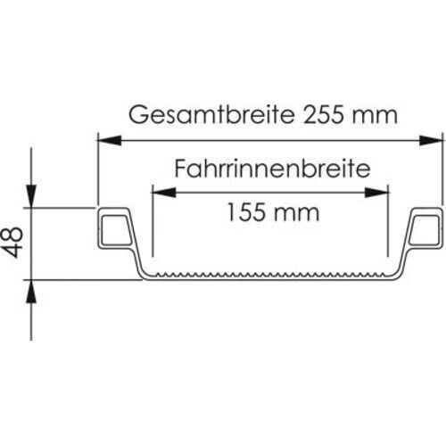 Alu-Verladeschienen mit Schutzrand, Set aus 2 Schienen, für luftbereifte Fahrzeuge, Breite 255 mm, Länge 2.000 mm
