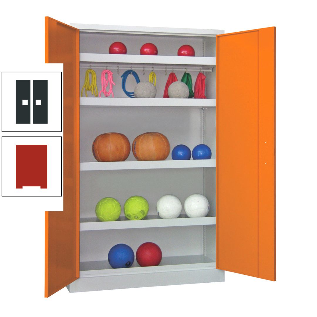 Ballschrank - Vollblechtüren - 4 Böden - 1 Hakenleiste - 1.950x1.200x500 mm (HxBxT) - anthrazitgrau