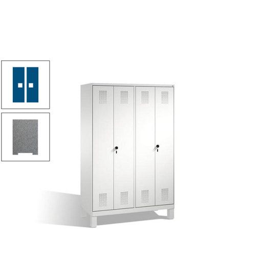 Doppel-Spind, Doppeltüren, Garderobenschrank mit Füßen, 4 Abteile a 300 mm, Korpus anthrazitgrau, Tür anthrazitgrau, 1.850 x 1.200 x 500 mm (HxBxT)