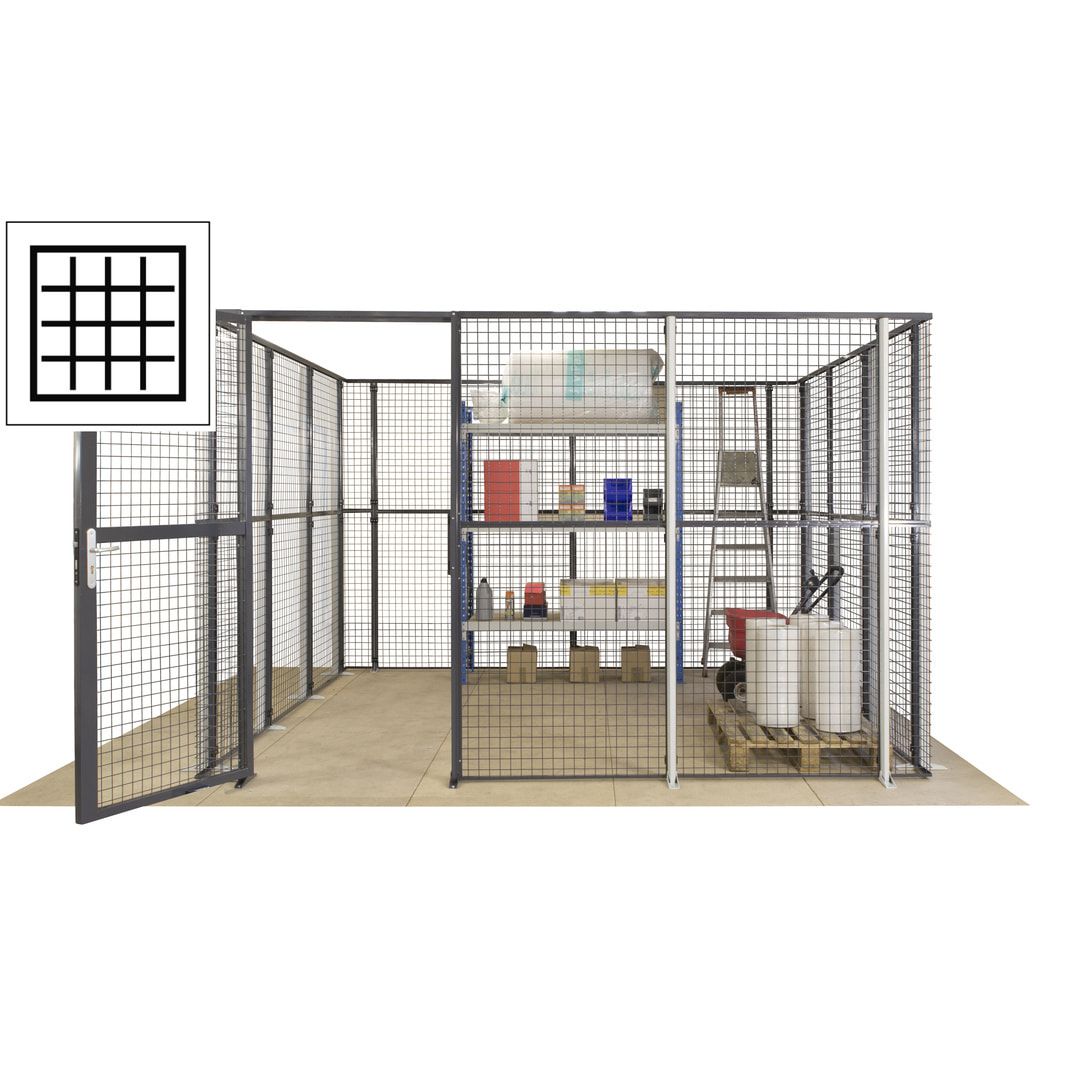 Maschinen Schutzgitter - Hallentrennwand - Sicherheitszaun - Tür - 72 m - 2.200 x 21.400 x 15.400 mm (HxBxT) - enzianblau