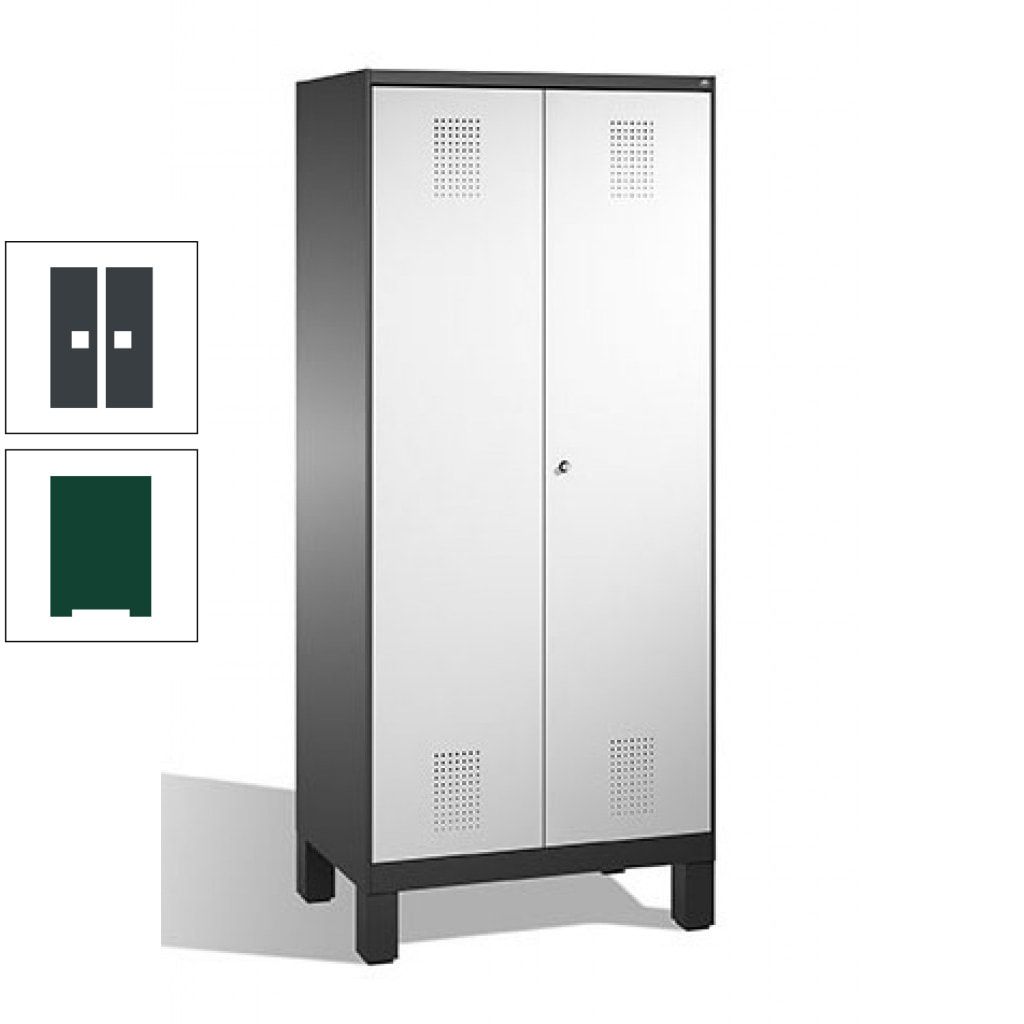 Mehrzweckschrank, Doppeltüren, auf Füßen, 2 Abteile a 400 mm, Korpus anthrazitgrau, Tür anthrazitgrau, 1.850 x 800 x 500 mm (HxBxT)