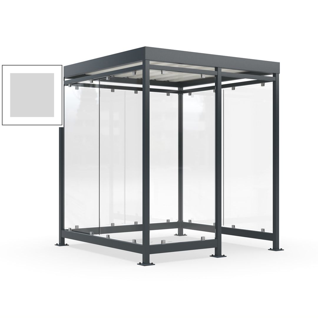 Raucherunterstand, Bushaltestelle, 7 Wände, 6-7 Personen, 2.510 x 2.165 x 2.165 mm (HxBxT), Farbe Achatgrau