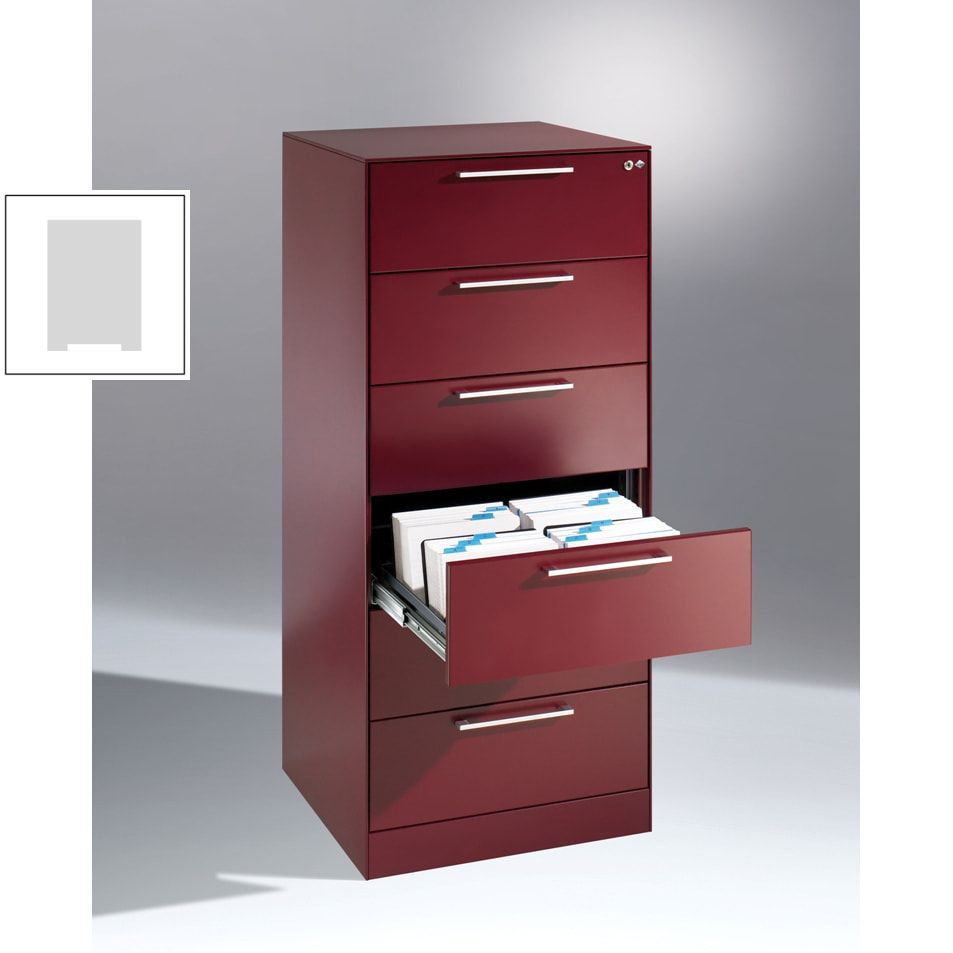 Hängeregistratur, Hängeregisterschrank, Aktenschrank, Büroschrank, DIN A6, 6 Auszüge, 2-bahnig, Farbe lichtgrau, 998 x 440 x 600 mm (HxBxT)