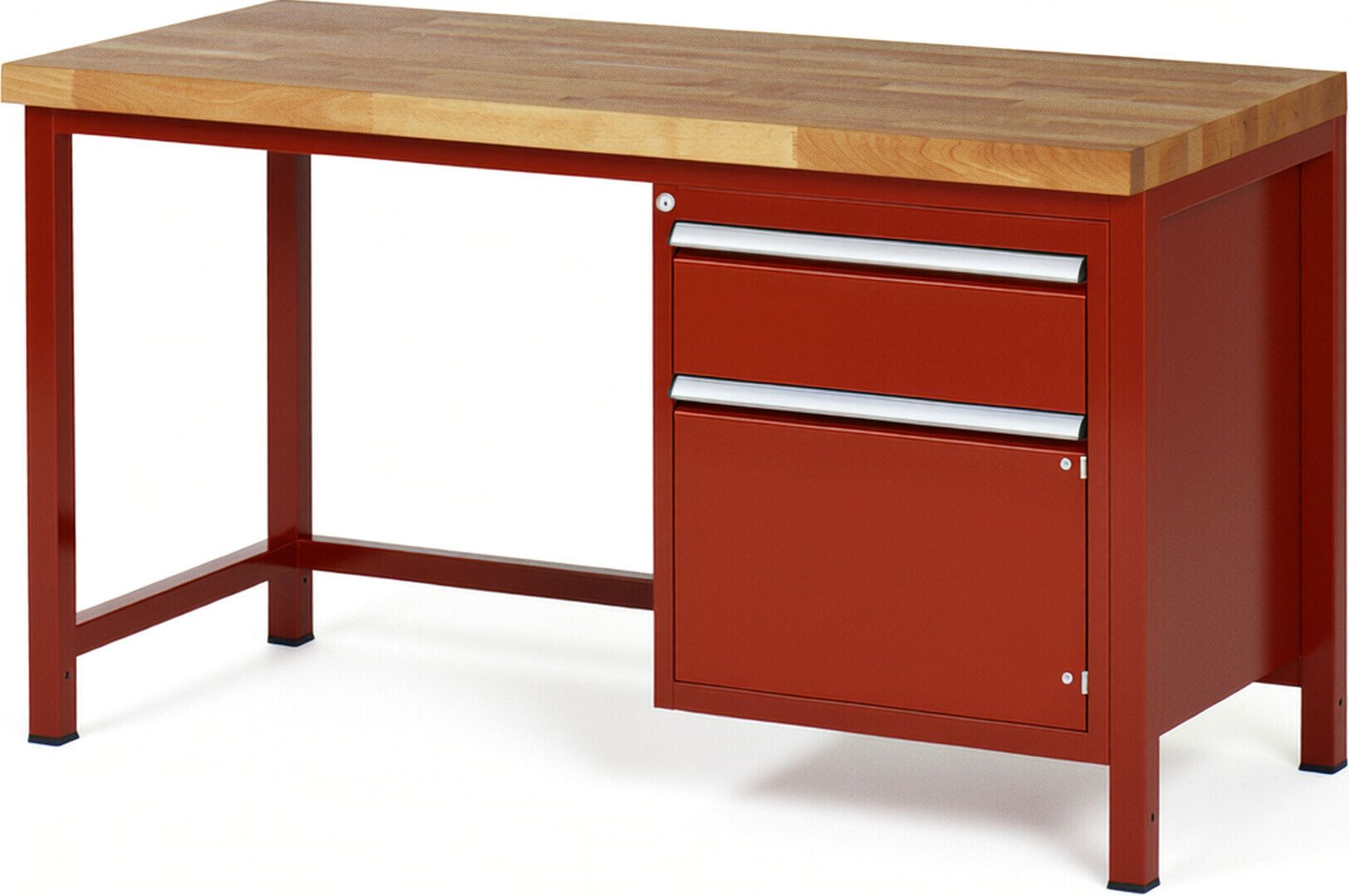 Werkbank, 1 Schrank - 1 Schublade - Teilauszug - 180:1 - Höhe 840-1.040 mm - 1.500 x 700 mm - 1.250 kg - Buche - Anthrazitgrau