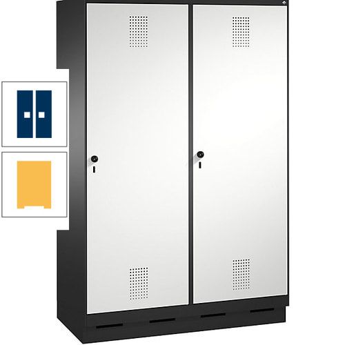 Doppel-Spind, Garderobenschrank, 2 Türen für 4 Abteile a 300 mm, Korpus anthrazitgrau, Türen anthrazitgrau, 1.800 x 1.200 x 500 mm (HxBxT)