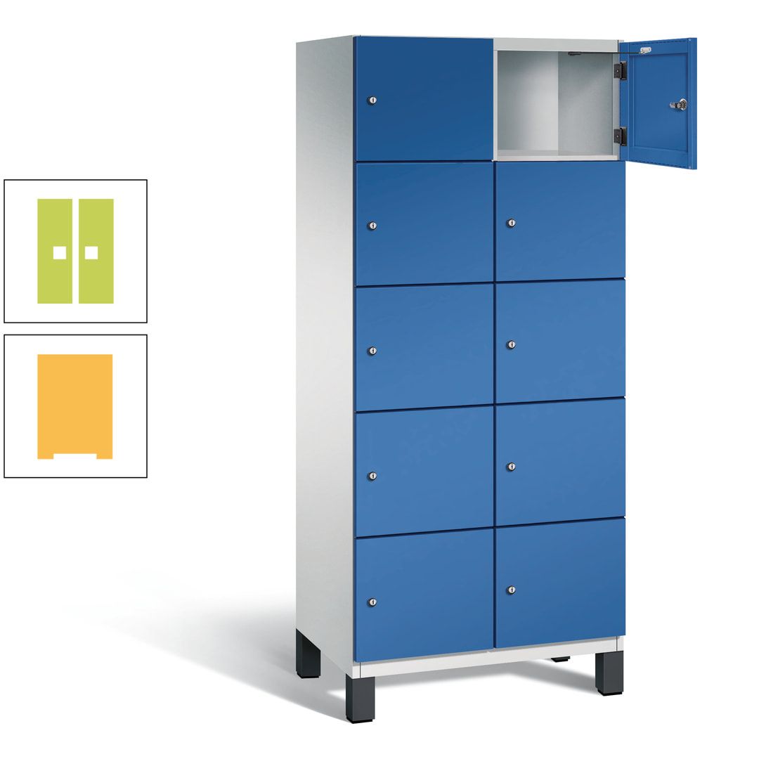 Fächerschrank, Stahlschrank, 10 Fächer, Türöffnungsbegrenzer, Füße, 1.980 x 800 x 525 mm (HxBxT), Korpus anthrazitgrau, Front anthrazitgrau