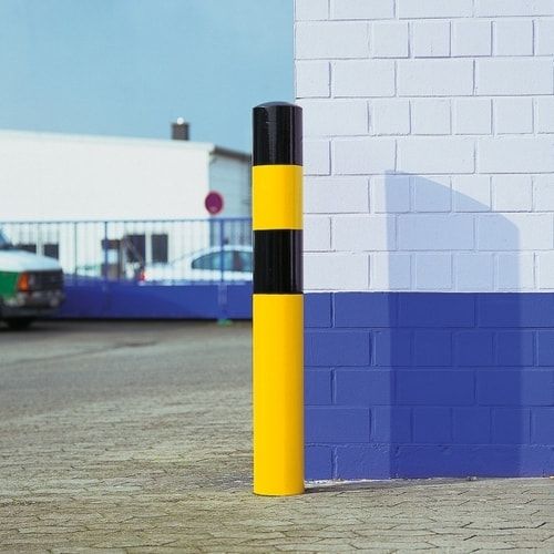 Rammschutz Poller, Anfahrschutz aus Gütestahl, zum Einbetonieren, Durchmesser 159 mm, Höhe ü. Flur 1.200 mm, feuerverzinkt, kunststoffbeschichtet