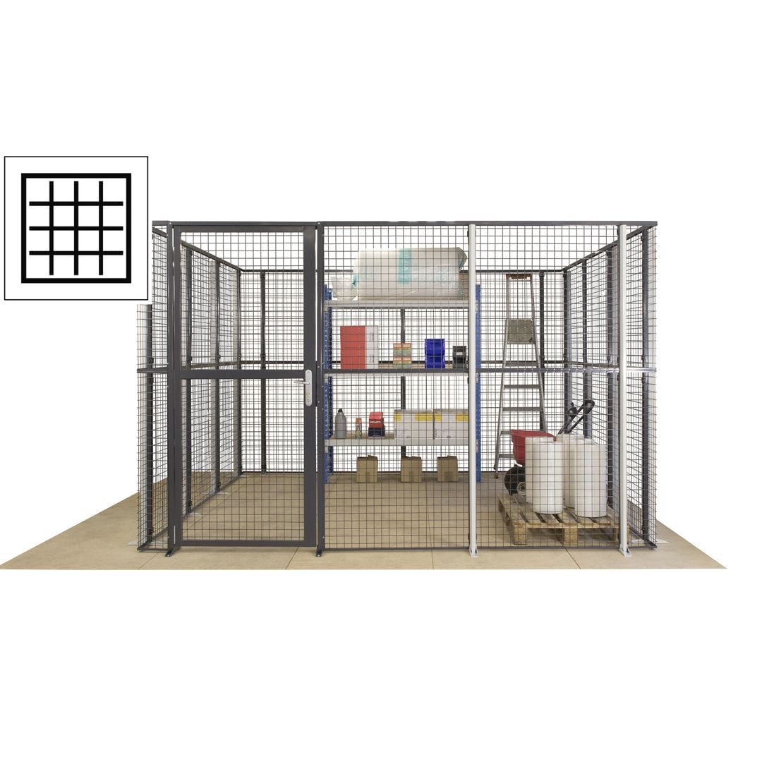 Maschinen Schutzgitter - Hallentrennwand - Sicherheitszaun - Tür - 108 m - 2.200 x 33.400 x 21.400 mm (HxBxT) - enzianblau