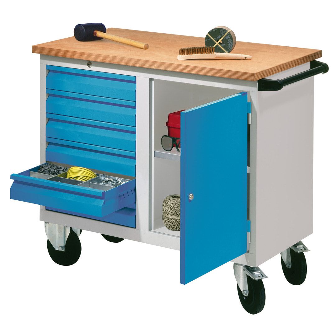 Mobile Werkbank - Werkstattwagen - 915 x 1.090 x 600 mm - 6 Schubladen und Schrankfach - anthrazitgrau
