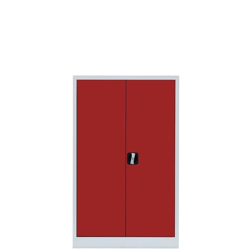 Aktenschrank, Büroschrank, abschließbar, Flügeltüren, 2 Fachböden, 1.200 x 800 x 383 mm (HxBxT), Stahl, Korpus und Türen in lichtgrau