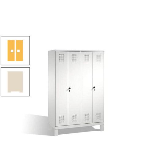 Doppel-Spind, Doppeltüren, Garderobenschrank mit Füßen, 4 Abteile a 300 mm, Korpus anthrazitgrau, Tür anthrazitgrau, 1.850 x 1.200 x 500 mm (HxBxT)