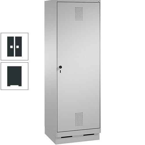 Doppel-Spind, Garderobenschrank, 1 Tür für 2 Abteile a 300 mm, Korpus anthrazitgrau, Türen anthrazitgrau, 1.800 x 600 x 500 mm (HxBxT)