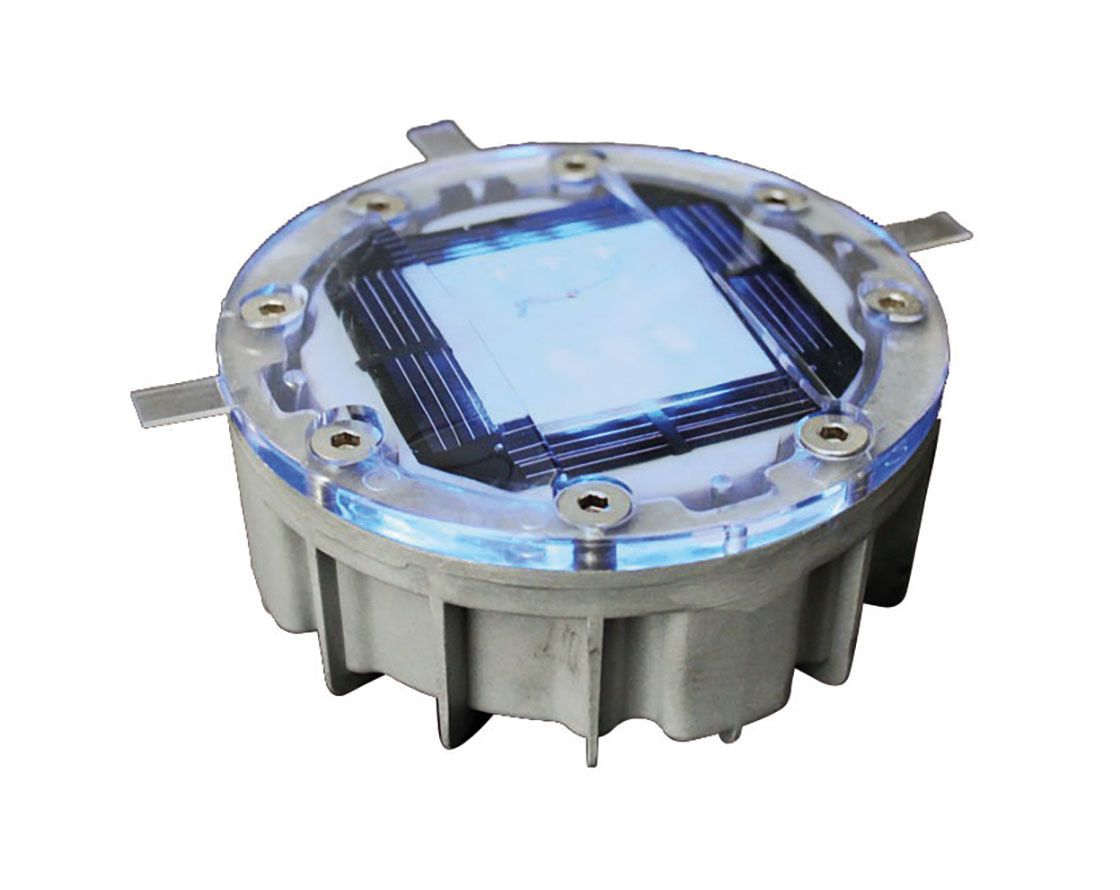 Solar-Straßenbolzen - 6 LED-Leuchten, blau - Aluminium - 60 x 126 mm (HxD) - VPE 6 Stück