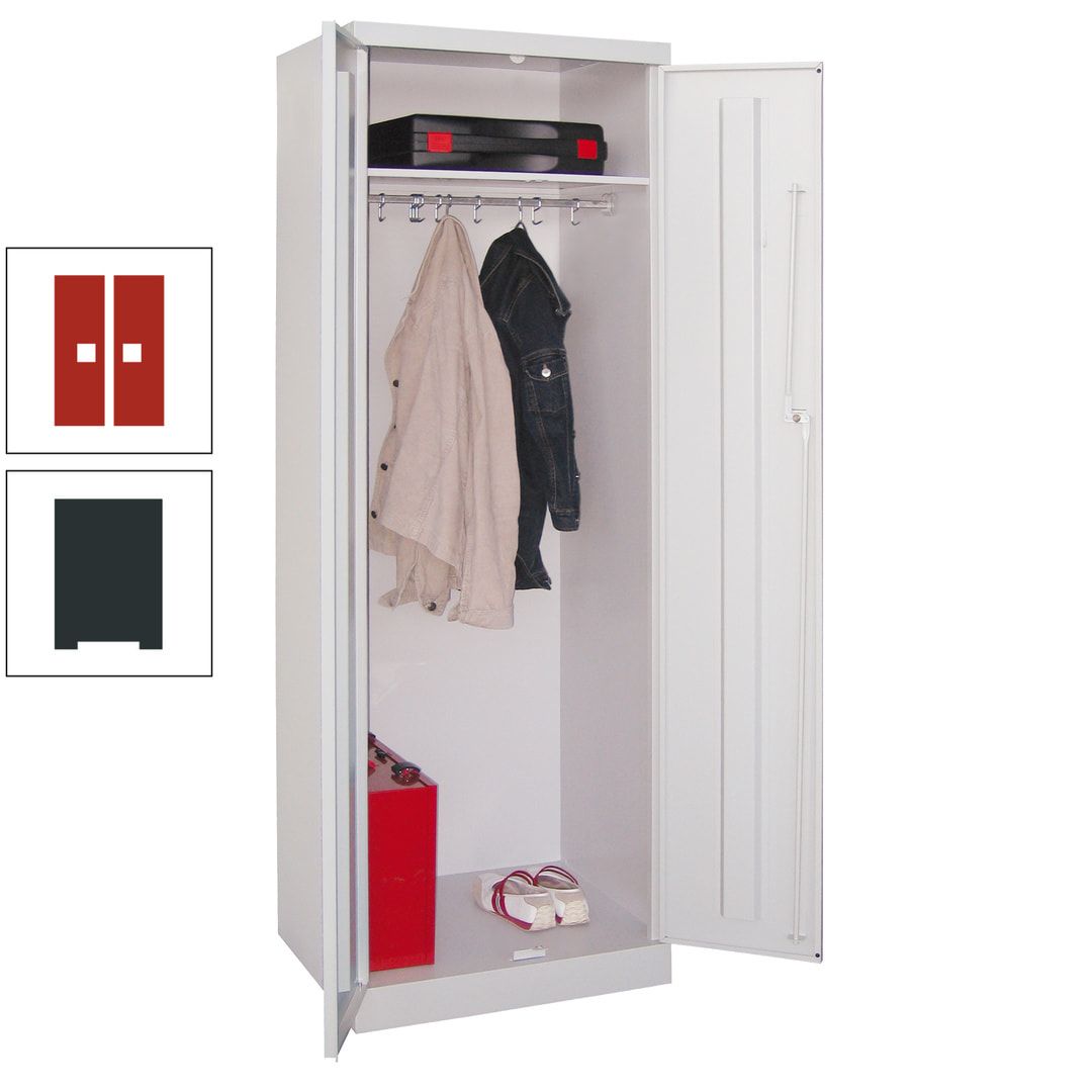 Garderobenschrank - 1 Fachboden - Kleiderstange - 1.800x600x500 mm (HxBxT) - Zylinderschloss - anthrazitgrau