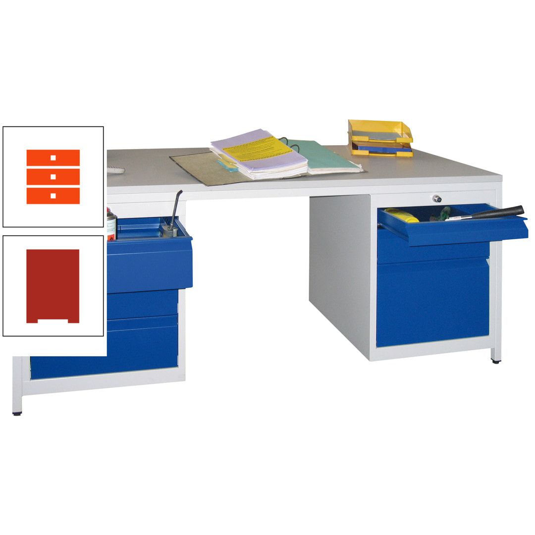 Meisterschreibtisch - 6 Schubladen, 75 / 125 / 150 / 175 / 300 mm - 720 x 1.700 x 800 mm (HxBxT) - anthrazitgrau