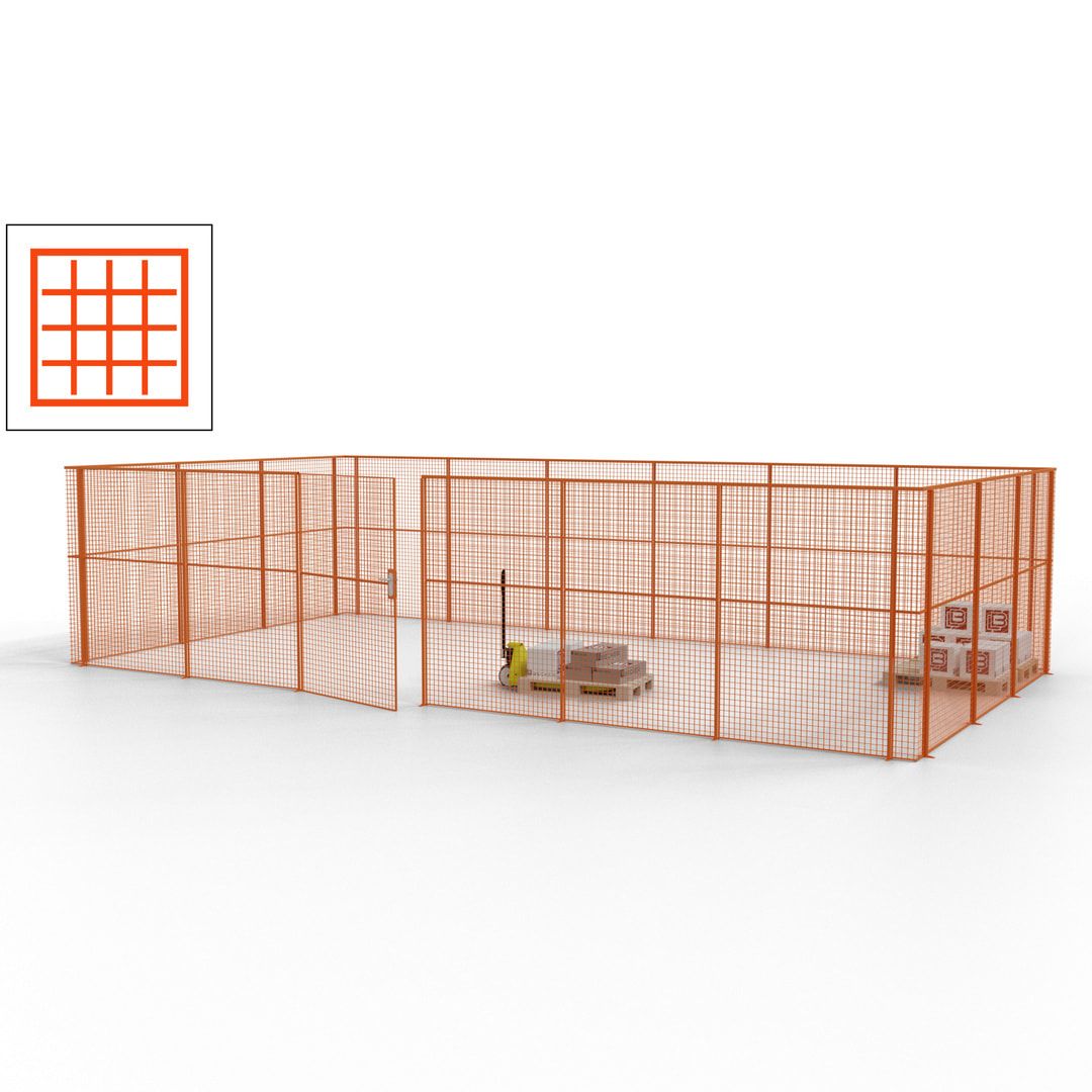 Maschinen Schutzgitter - Hallentrennwand - Sicherheitszaun - Tür - 27 m - 2.200 x 9.400 x 4.900 mm (HxBxT) - enzianblau