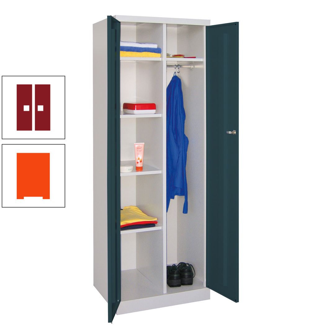 Kleiderschrank mit Sockel - Spind - 1 Abteil mit Trennwand - 1.800x600x500 mm (HxBxT) - Zylinderschloss - anthrazitgrau