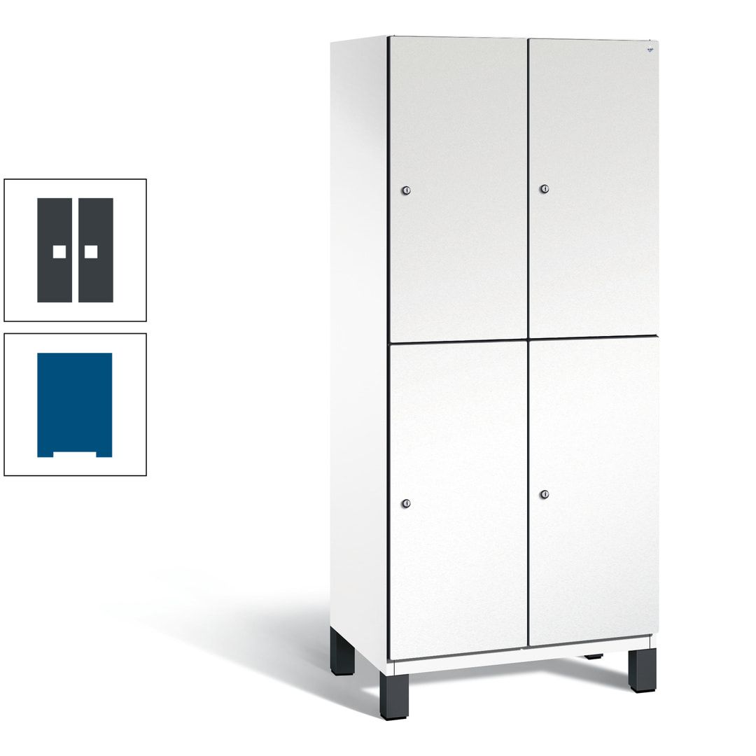 Fächerschrank, Stahlschrank, doppelstöckig, 4 Fächer, Füße, Korpus anthrazitgrau, Tür anthrazitgrau, 1.980 x 800 x 525 mm (HxBxT)
