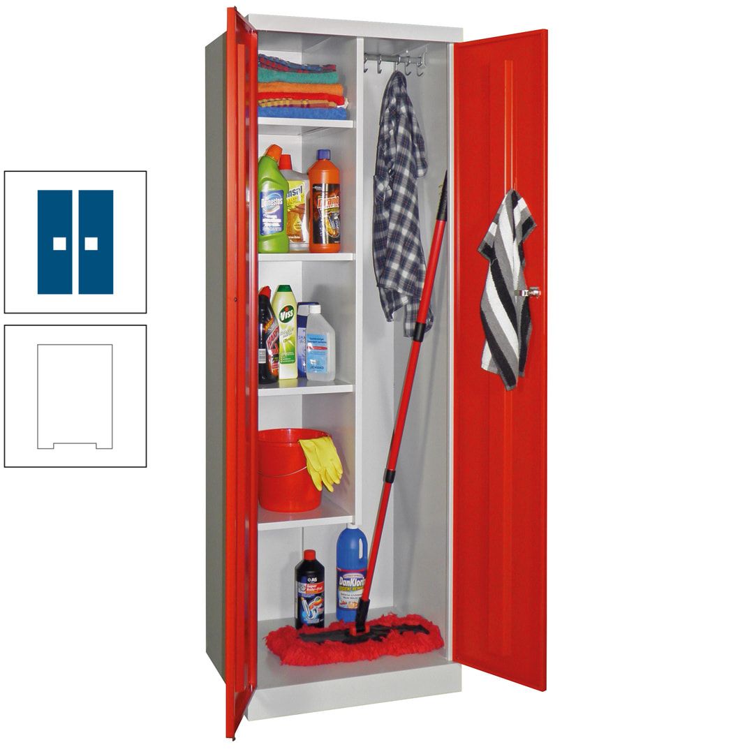 Putzschrank mit Sockel - 1 Abteil mit Trennwand - 1.800x600x500 mm (HxBxT) - Zylinderschloss - anthrazitgrau