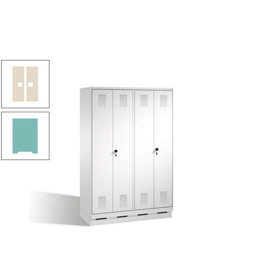 Doppel-Spind, Doppeltüren, Garderobenschrank mit Sockel, 4 Abteile a 300 mm, Korpus anthrazitgrau, Tür anthrazitgrau, 1.800 x 1.200 x 500 mm (HxBxT)
