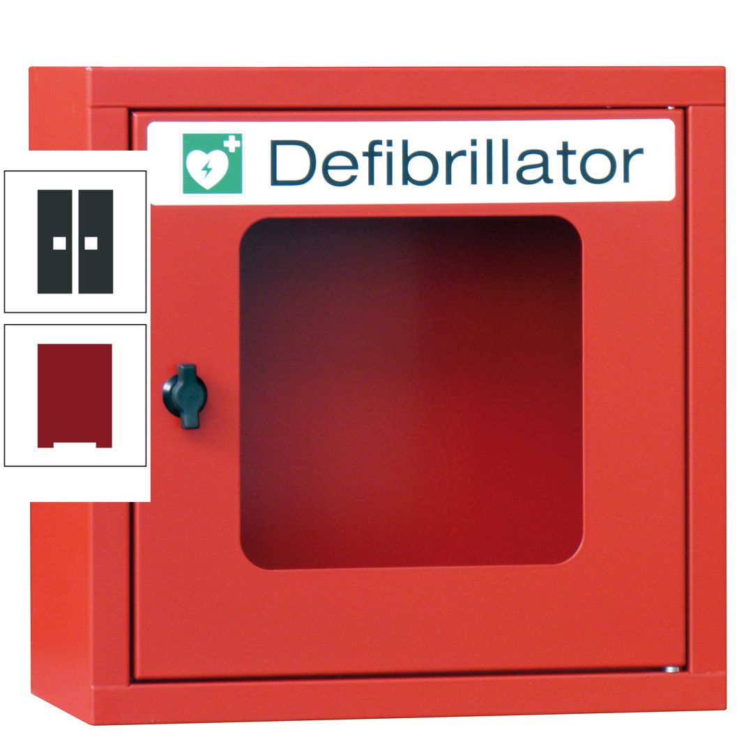 Defibrillatorenschrank - 400 x 400 x 200 mm (HxBxT) - Sichtfenster - anthrazitgrau