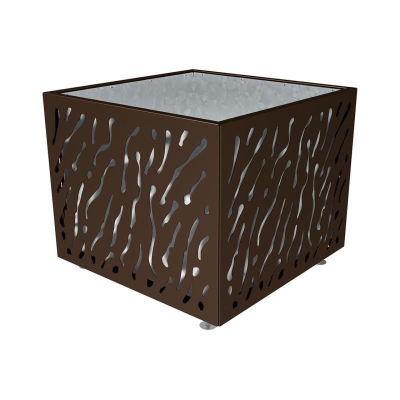 Pflanzbehälter, Stahlblech fvz, einfarbig, innen feuerverzinkt mit Verladungsgriffen, verstellbare Füße, 870 x 990 x 990 mm (HxBxT), enzianblau
