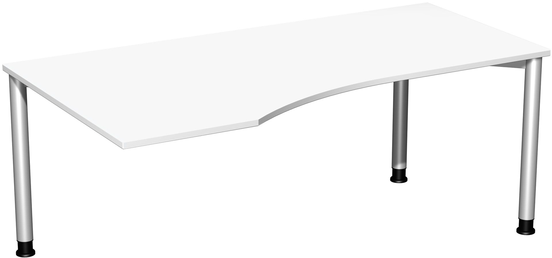 Eckschreibtisch mit einseitig verkürzten Füßen, 4-Fuß Flex, Ecke links, Höhe 680-800 mm, 1.600 x 1.000 mm (BxT), Gestell anthrazit, Ahorn
