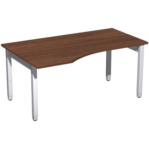 Eckschreibtisch, Ecke links, Füße einseitig verkürzt, 4-Fuß Quadrat Pro, höhenverstellbar, 680-800 x 1.600x 1.000 mm (HxBxT), Dekor Ahorn