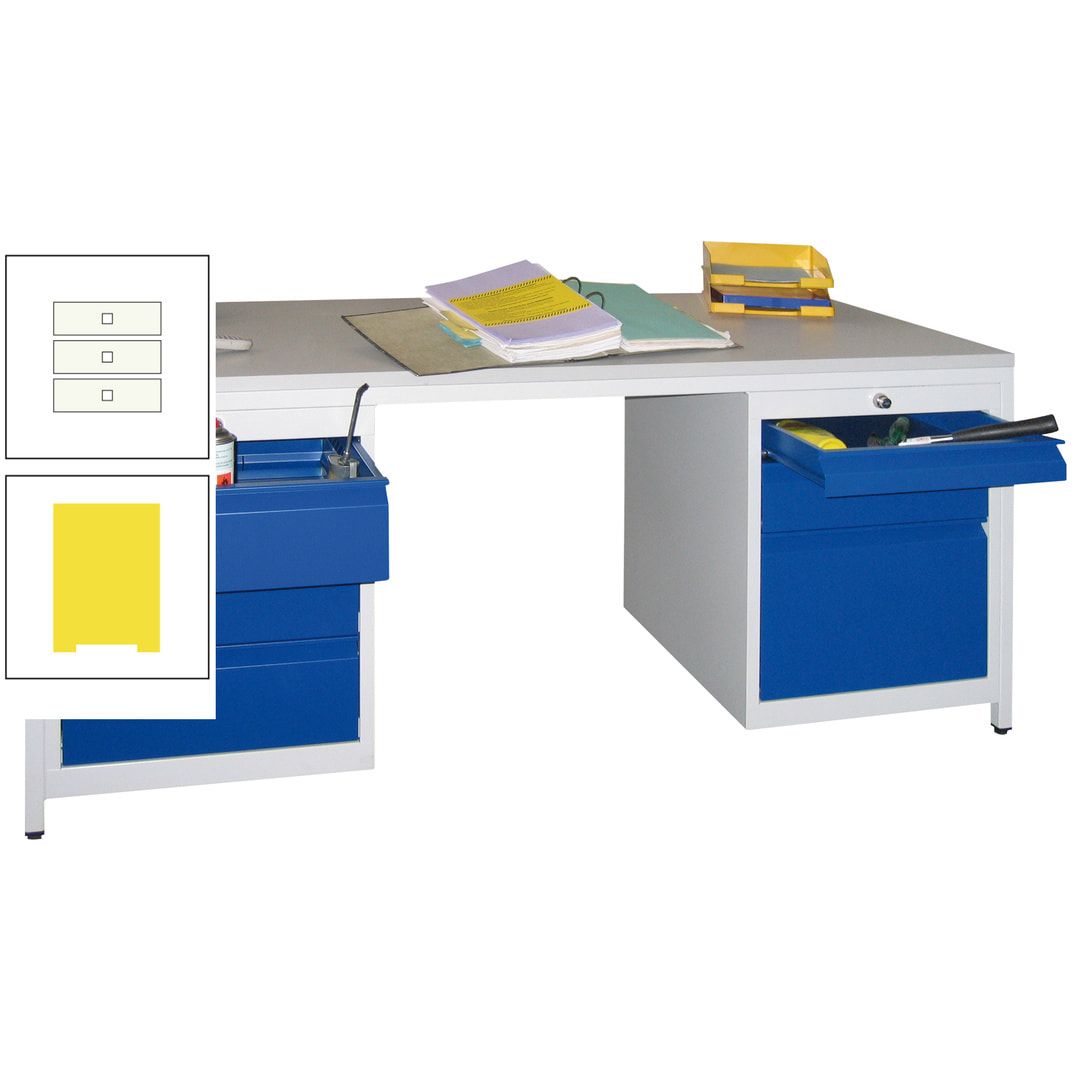 Meisterschreibtisch - 6 Schubladen, 75 / 125 / 150 / 175 / 300 mm - 720 x 1.700 x 800 mm (HxBxT) - anthrazitgrau