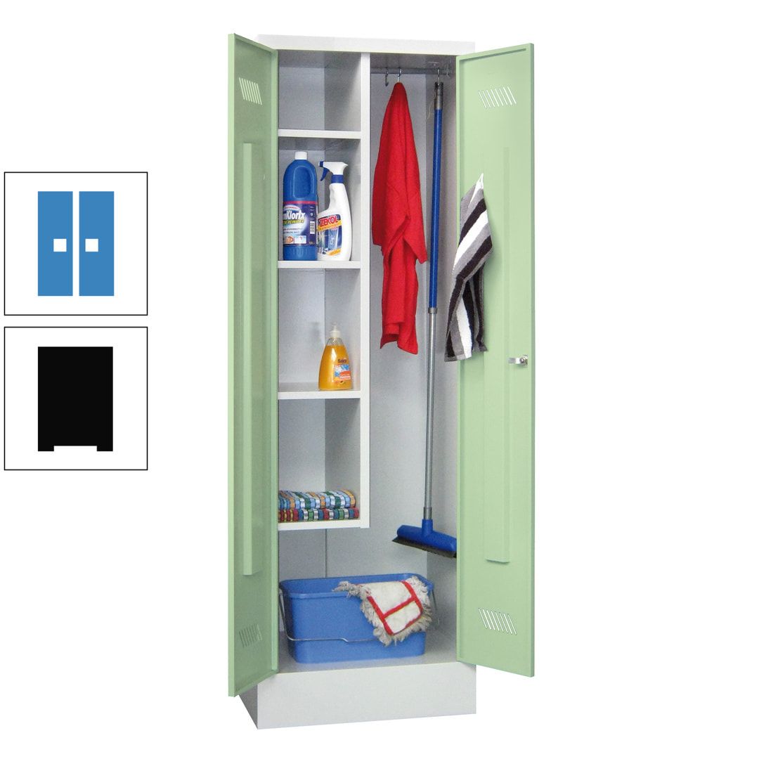 Putzschrank mit Sockel - 1 Abteil mit Trennwand - 1.850x600x500 mm (HxBxT) - Drehriegel - anthrazitgrau