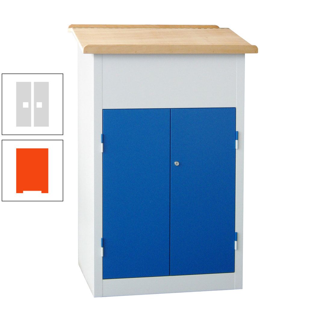 Stehpult mit Schrank - Vollblechtür - Zylinderschloss - 2 Böden - 1.200 x 700 x 600 mm (HxBxT) - anthrazitgrau