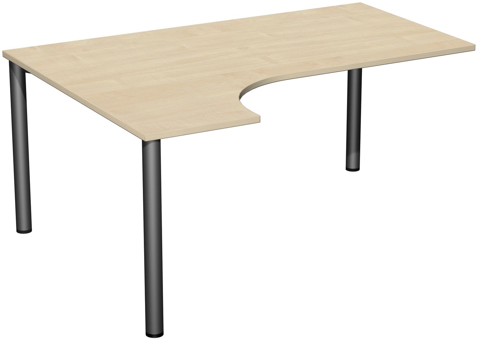 Eckschreibtisch - Ecke links - 4-Fuß Flex - 720 x 1.600 x 1.200 mm (HxBxT) - Gestell anthrazit - Ahorn