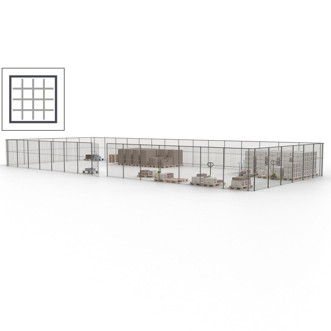 Maschinen Schutzgitter - Hallentrennwand - Sicherheitszaun - Tür - 63 m - 2.200 x 22.900 x 9.400 mm (HxBxT) - enzianblau