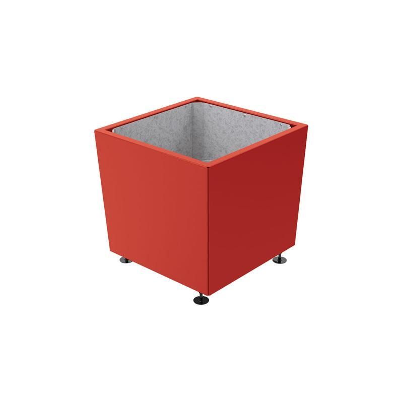 Pflanzkübel, 2 mm Stahlblech fvz, innen Blech feuerverzinkt mit Verladungsgriffen, verstellbare Füße, 760 x 785 x 785 mm (HxBxT), enzianblau
