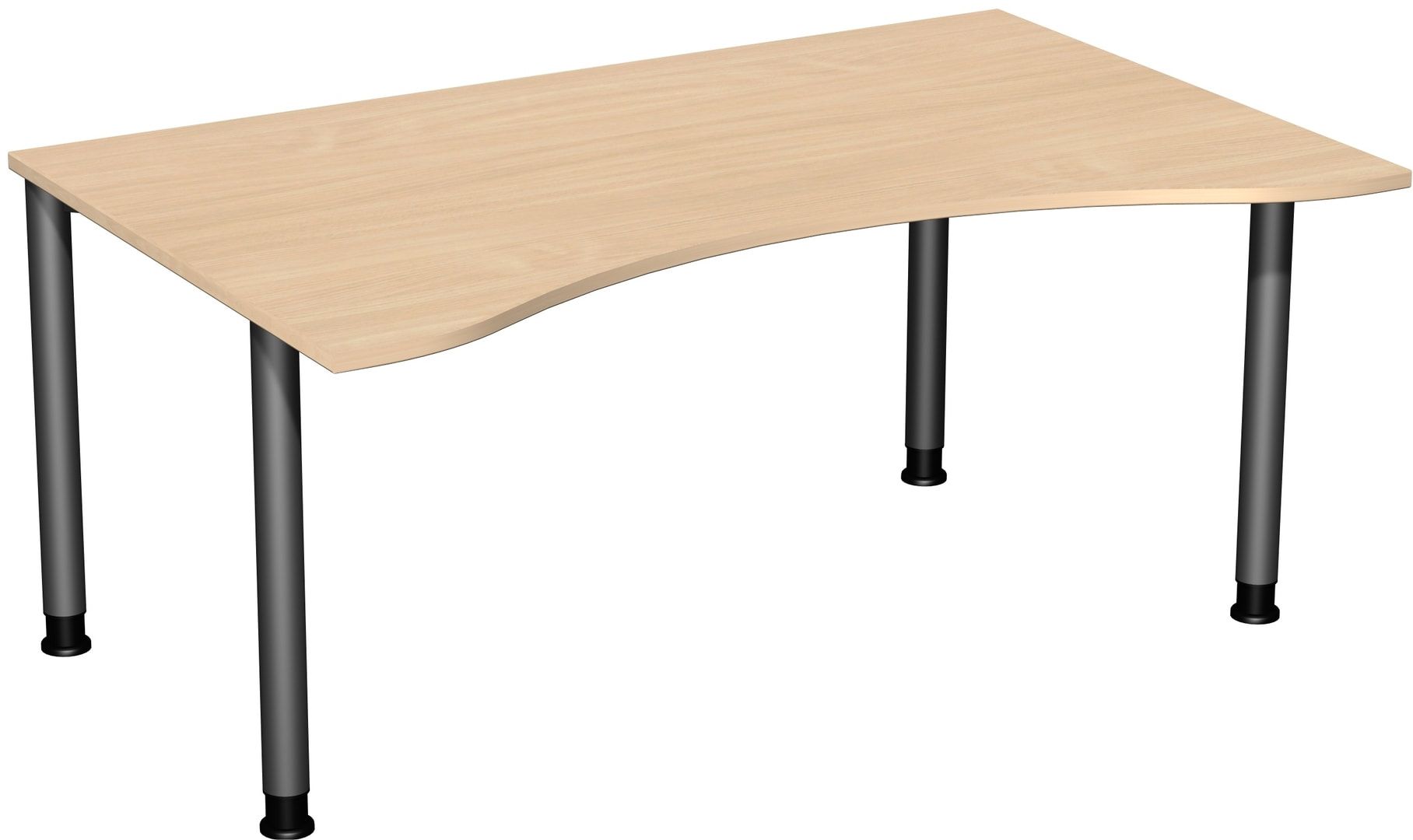 Ergo-Schreibtisch - 4-Fuß Flex - Bürotisch - Höhe 680-800 mm - 1.600 x 1.000 mm (BxT) - Gestell anthrazit - Ahorn