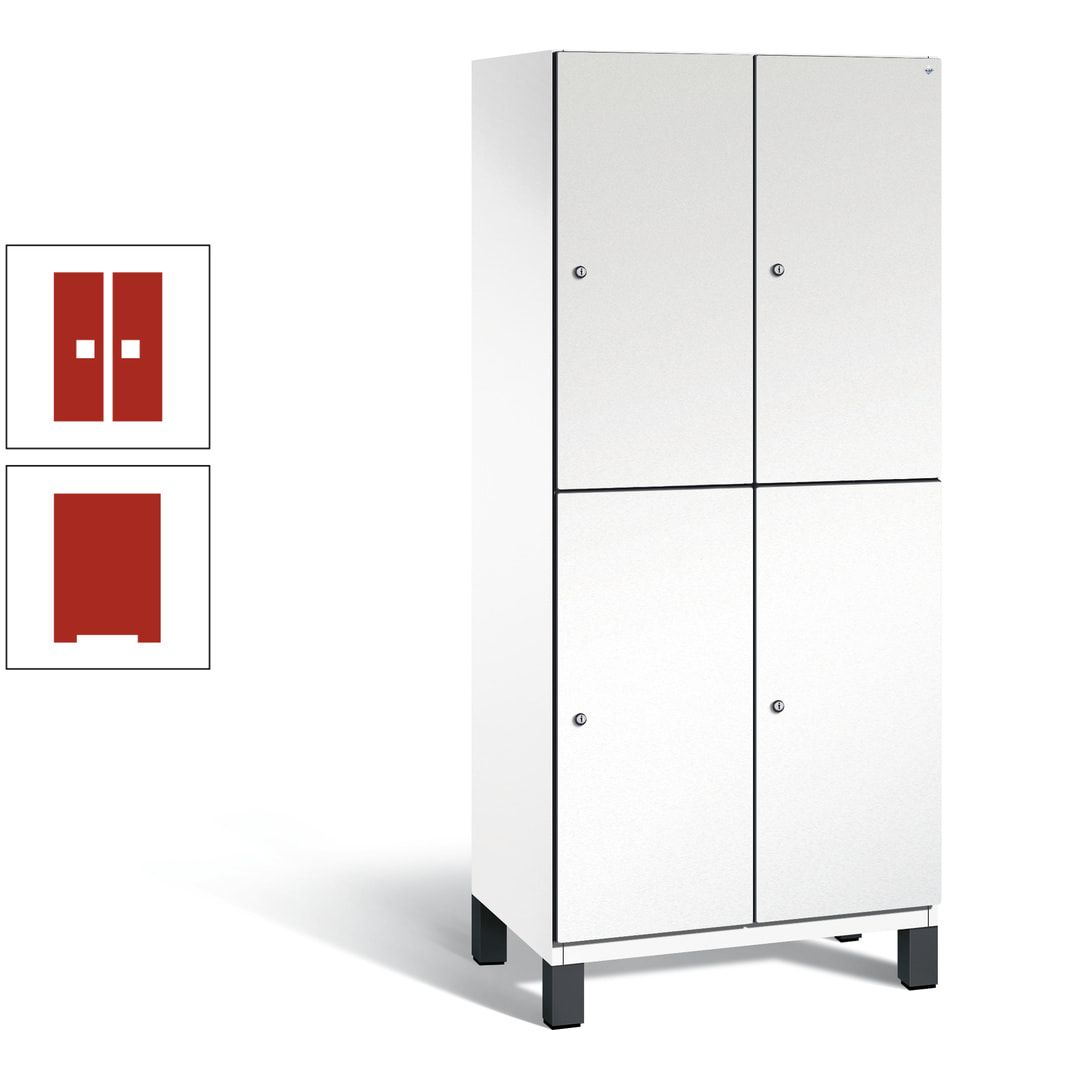 Fächerschrank, Stahlschrank, doppelstöckig, 4 Fächer, Füße, Korpus anthrazitgrau, Tür anthrazitgrau, 1.980 x 800 x 525 mm (HxBxT)